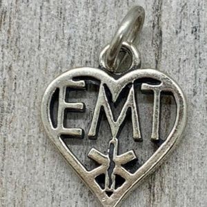 Heart EMT Sterling Silver Jewelry Charm